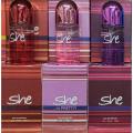 pack of 3 SHE Love Perfume Original 25ml For Unisex Women Ladies Girls Men Boys Gift Pack  Marriage Gift Special Gift Eid Gift Part Gift Anniversary Gift. 