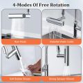 Multifunctional Kitchen Sink Waterfall Faucet 4 in 1 - 360° Rotating Waterfall Bubbler with 4 Modes, Anti-Splash, Pressurized, Universal Faucet Extension for Vegetable Washing. 