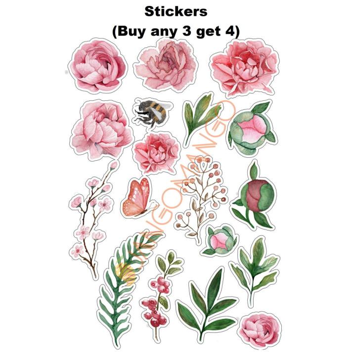 JOURNALING DIARY FLOWERS STICKER SHEET UNCUT ( buy any 3 get 4) - JangoMango Store