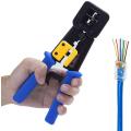 EZ RJ45 Crimp Tool Pass Through Cat5 Cat5e Cat6 Crimping Tool for RJ45/RJ12 Regular and End-Pass-Through connectors with 50PCS. 