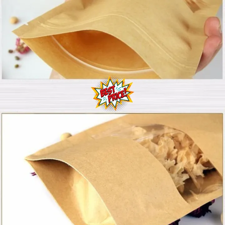 10x15%20cm%2025%20pcs/%C2%A0Brown%20kraft%20paper%20stand%20up%20pouch,%20stand%20up%20paper%20bags%20with%20window%20and%20zipper%20Packaging%20material,%20packaging%20bag%20-%20Image%204