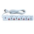 Extension Lead Fuse Protection with 3 Meters Heavy Duty Copper Cable, 5 Power Sockets Extension Board with Wire - Clopal. 