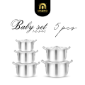 "Magno Baby 5 Pcs Cookware Set | Pure Aluminum Cooking Pots | 20cm to 28cm | High Quality Kitchen Set. 