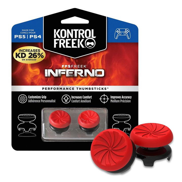 KontrolFreek FPS Freek INFERNO Thumb Sticks for PS4 / PS5, PlayStation 4 & PlayStation 5 Controller - RED
