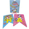 UNICORN THEME HAPPY BIRTHDAY WORD BANNER WITH RIBBON LACE. 