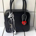 Korean Charms Red Heart Lock Keychain Y2K Aesthetic Vintage Keychain Bag Pendant Punk Fashion Accessories Harajuku Jewelry. 