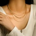 Cross-border three-layer snake chain necklace, personality tide, European and American cold wind, wide flat layering, clavicle chain, fashion chain necklace. 