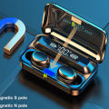 Topewon F9 Wireless Earphone IPX7 Waterproof Earbuds LED Display Built In HD Mic Headphone with 2000mAh Power. 