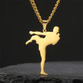 My Shape Karate Men Taekwondo Pendant Necklaces Martial Arts Jiu Jitsu High Kick Sports Charm Chain Stainless Steel Jewelry Gift. 