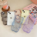 Cute 3D Clear Bear Phone Cases For iPhone 13 12 11 14 15 16 Pro Max XS Max XR X XS 14 16 Plus Case Candy Color Cartoon Transparent Camera Protection Cover. 