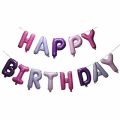 Purple Happy Birthday Unicorn Theme Set With Jumbo Size Unicorn Foil Balloon and Happy Birthday Purple & Pink Combination Foil Balloon Set. 
