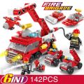 6 In 1 Mini Building Blocks DIY Police Car Fire Truck Castle Model Compatible Lego Bricks Kids Educational Toys Gifts. 