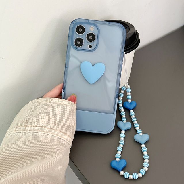 Korean Cute Candy Love Bracket Bracelet Transparent Phone Case For iPhone 13 12 11 Pro XS Max X XR Kawaii Shockproof Soft Cover