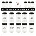Quick Cart Durable Plastic Kitchen Spice Storage Jars 6/12 Pcs Set with Lids - Medium/Large Sizes. 