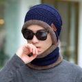 2023 New Winter Knit Cap Men And Women Outdoor Warm Thickening Plus Velvet Loose Winter Hat With Scarf Brand Winter Ski Mask Hat. 