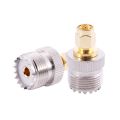 2x SMA Male to UHF Female SO239 SO-239 Jumper Plug RF Adapter Connect -259 Gold. 
