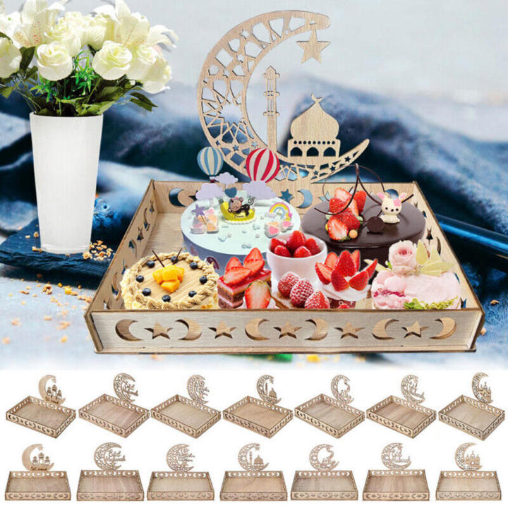 Wooden Food Tray Islamic Muslim Party Decor Ramadan Kareem Gifts