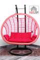 Double Seater Swing Chair Jhoola with Stand, Cushion Set (Swing Chair Jhoola made of Iron and Rattan,With Iron Stand & Cushions)/ Mughal star steel Furniture. 