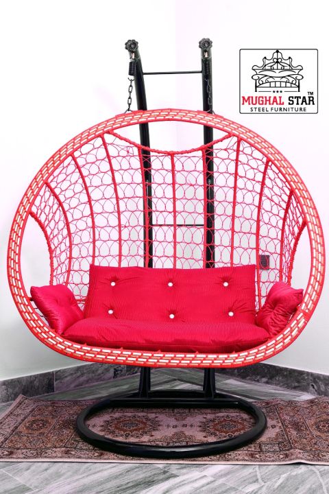 Double%20Seater%20Swing%20Chair%20Jhoola%20with%20Stand,%20Cushion%20Set%20(Swing%20Chair%20Jhoola%20made%20of%20Iron%20and%20Rattan,With%20Iron%20Stand%20&%20Cushions)/%20Mughal%20star%20steel%20Furniture%20-%20Image%202