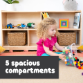 Mr.outlets 5-Compartment Solid Wood Storage Cabinet - Toy Shelf Organizer - Shelves for Classroom - Includes Optional Wheels (to be costomize). 