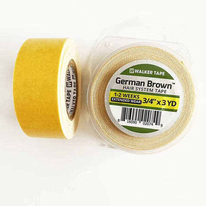 Walker Tape Ultra Hold German Brown Cotton Hair Patch Tape 3 Yards | Maximum Hold 2+ Weeks (30+ Days with Glue), Water & Sweat Resistant, Skin Safe, Easy To Apply & Remove