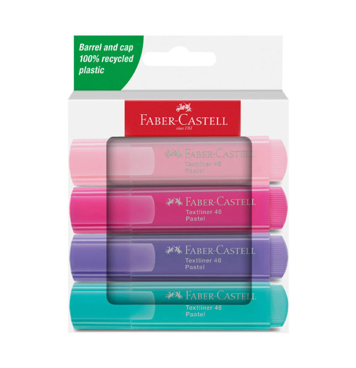 Faber Castell Textliner Highlighters, Pastel Colors - Box of 4