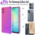 BLKNAIM 4-in-1 NEW For Samsung A06 case Anti-fall Color phone case + Matte Ceramic Film +Carbon Fiber Back Film +Lens Film. 