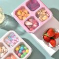 Reusable 4 Compartments Lunch Box Nut Candy Box with Cover Wheat Straw 4 Grid Snack Containers.