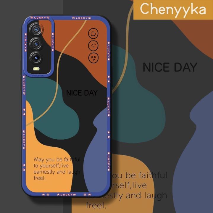 chenyyka Case For vivo y20s Case Fashion Tide Nice Day Word Thin Shockproof Square Edge Silicone TPU Casing Full Lens Cover Camera Protect Cases Soft Case