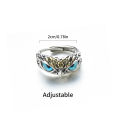 Vintage Owl Ring For Women Retro Animal Open Adjustable Ring Blue Crystal Rings Best Girl Gift Jewelry Accessories 1Pcs. 
