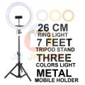 26CM Selfie LED Ring Light 7 Feet Tripod Stand & Mobile Phone Holder 26 CM ring light with Best Quality 7ft Aluminum tripod Stand for videos Photography Tiktok Light youtube Light 26cm Ringlight 7feet Tripod Stand  - Photography Kit JM Jadoon. 