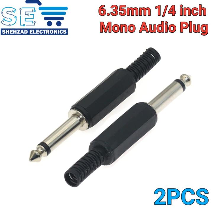 6.35mm 1/4 Inch Mono Audio Male Jack Plug Sound Mic Connector Electric Wire Terminals Adapter