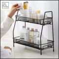 r,Premium 2-Tier Metal Spice Racks kitchen organizer - Multipurpose storage rack kitchen Organizer, Wall-Mounted Design, Portable Jar Stand, Bathroom Storage Shelf, Shampoo Holder, Makeup Stands - Black/White. 