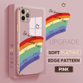 TA for iPhone 11 Pro Back Cover + Free Lanyard Rainbow Doodle Luxury 6D Plating Case Side Pattern Soft Silicone Square Phone Cases. 