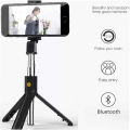 4 in 1 Wireless Selfie Stick Foldable Mini Tripod Stand | R1 (Bluetooth Selfie Stick) Selfie Light Mobile Holder With Fill Light Shutter Remote Control For IOS Android | For Tiktok Vlogging Photography. 