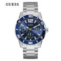 Guess Trek Blue Dial Silver Stainless Steel Watch For Men-W1249G2. 