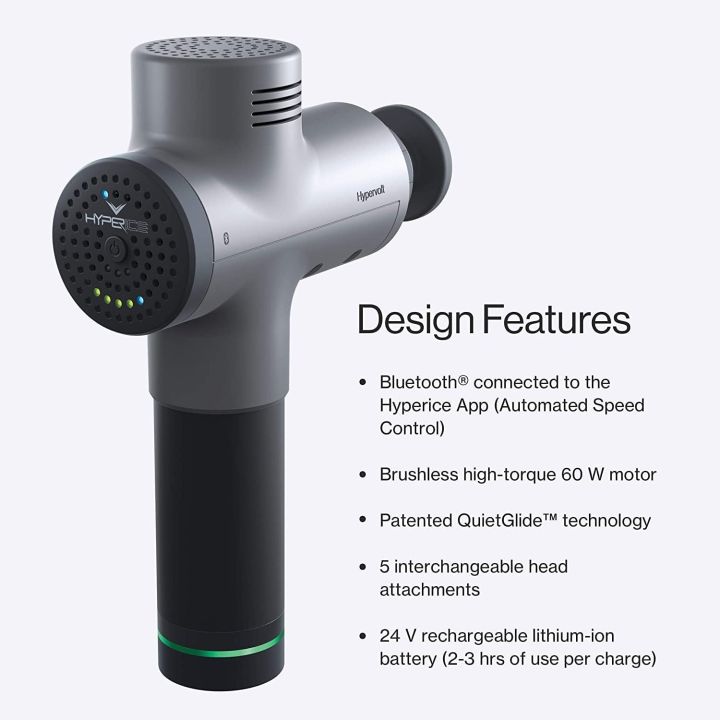 Hypervolt Bluetooth, with Quiet Glide Technology - Handheld Percussion Massage Gun | 3 Speeds, 5 Interchangeable Heads | Helps Relieve Sore Muscles and Stiffness