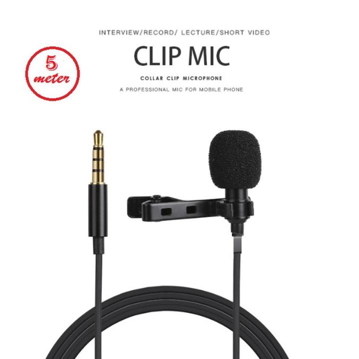 5m Mini Portable Lavalier Condenser Microphone Clip-on Tie-clip Mic Wired Microphone for Phone and Camera DSLR