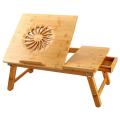 Laptop Desk Nnewvante Adjustable Laptop Desk Table 100% Bamboo with USB Fan Foldable Breakfast Serving Bed Tray w' Drawer (F). 