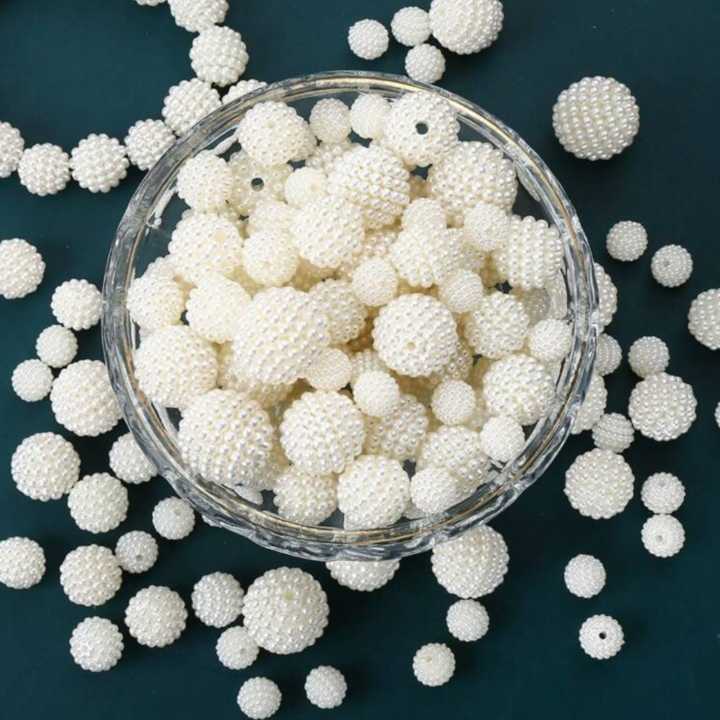 20 gm Off White Berry Beads, Crafts DIY Design 6mm/10mm Size
