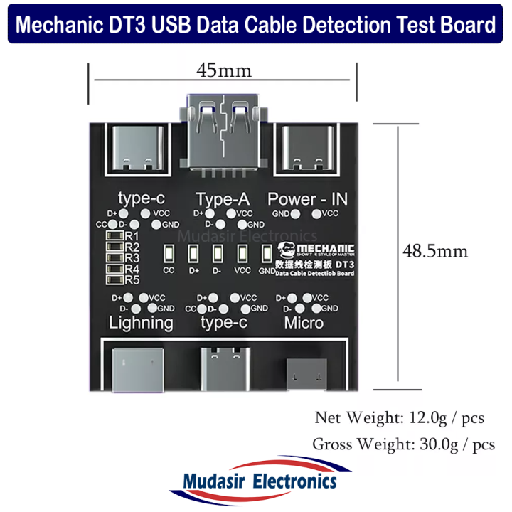 MECHANIC DT3 Data Cable Detection βoard USB Cable Tester Short Circuit On-Off Switching For iOS Android Type-C Test Board Tool