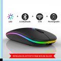 RGB Wireless Mouse - Slim & Silent 7 Colour LED Lights - Transparent & Black Body - Dual Mode 2.4G & Bluetooth Rechargeable Portable Optical Office Mouse With USB Receiver - 3 Adjustable DPI Levels for Notebook, PC, Computer, MacBook. 