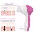 5-in-1 Beauty Care Brush Massager Scrubber Face Skin Electric Facial Cleanser (Pink, White). 