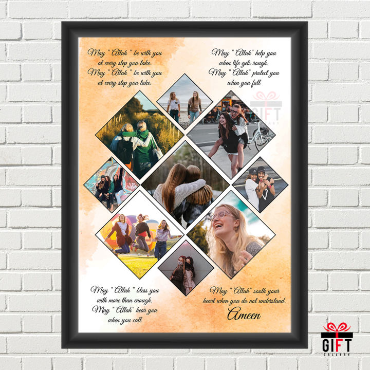 Photo Frame, Customized Collage Style Frame, Best Wishes Photo Frame, 9 Photo Frame, 8x12 Size Frame