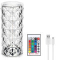 Crystal Diamond Lamp 16 Colors Changing with Remote Control USB Rechargeable Rose Light | Fancy Table Lamps for Home Decoration Gifts | For Drawing Room Corner / Floor & Bedroom Lampshade. 