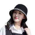Ladies Bucket Hat Stylish Patchwork Stripes Papyrus Summer Hat Anti-sun Cool Fashion Bucket Hat Lady Sun Hat Outdoor Supply. 
