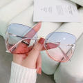 Pc Frameless Cut Edge Sunglasses Trimming Metal Tac Square Sunglasses Round Face Sunglasses for Round Face No Make Female Appear Thin Take Care Of Your Eyes. 