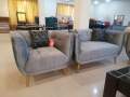 Sofa Set 5 Seater Modern DABAL ROTI Designed Shop Mart furnished With free 5 Cushions & Color Can be Customized(3+1+1). 