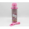 Stainless Steel Hello Kitty Pink Thermal Metallic Water Bottle With Straw 500ml. 
