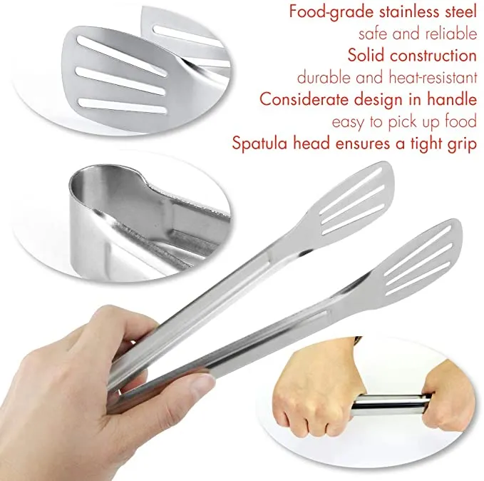 Tongs,%20Stainless%20Steel%20Food%20Serving%20Tongs,%209.45%20Inches%20Serving%20Utensils%20Perfect%20for%20Frying%20Cooking%20Grilling%20BBQ%20Salad%20Buffet%20Steak%20Toast%20Bread%20Pastry%20Sandwich%20(Silver)%20-%20Image%202